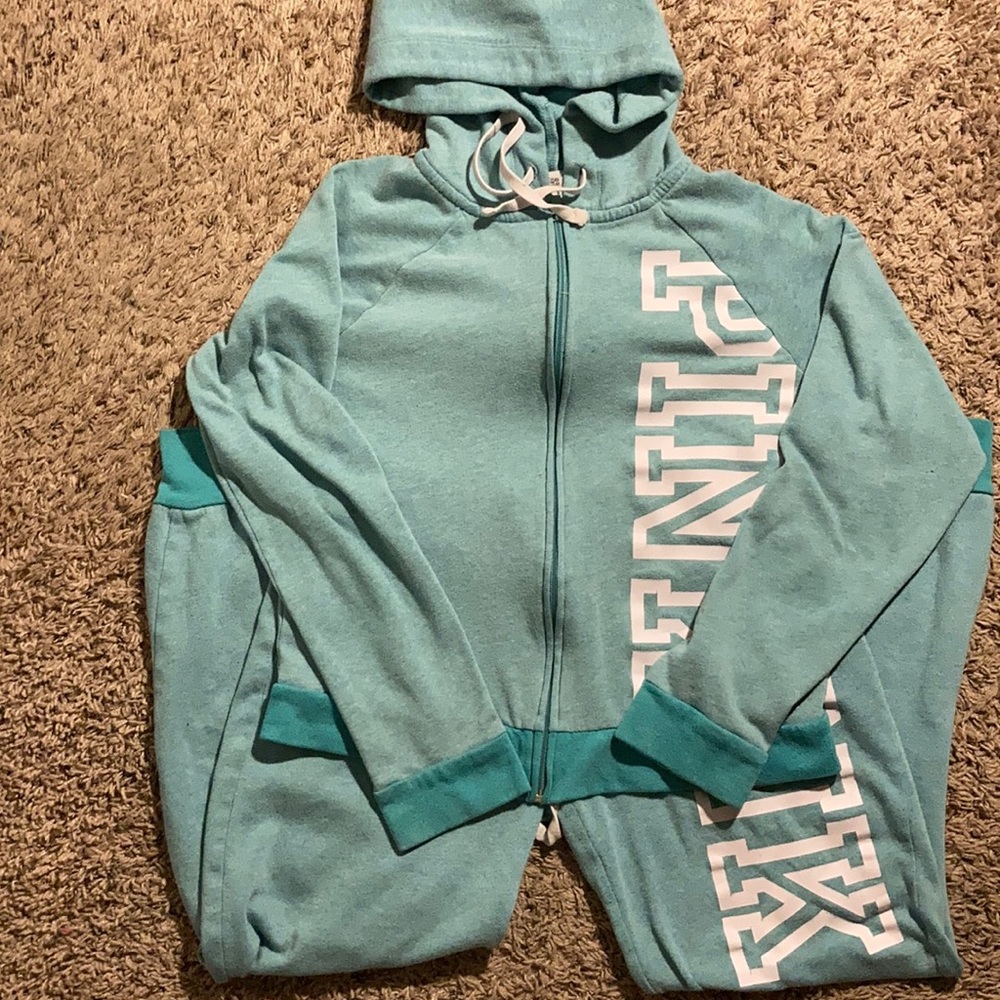teal sweat suit